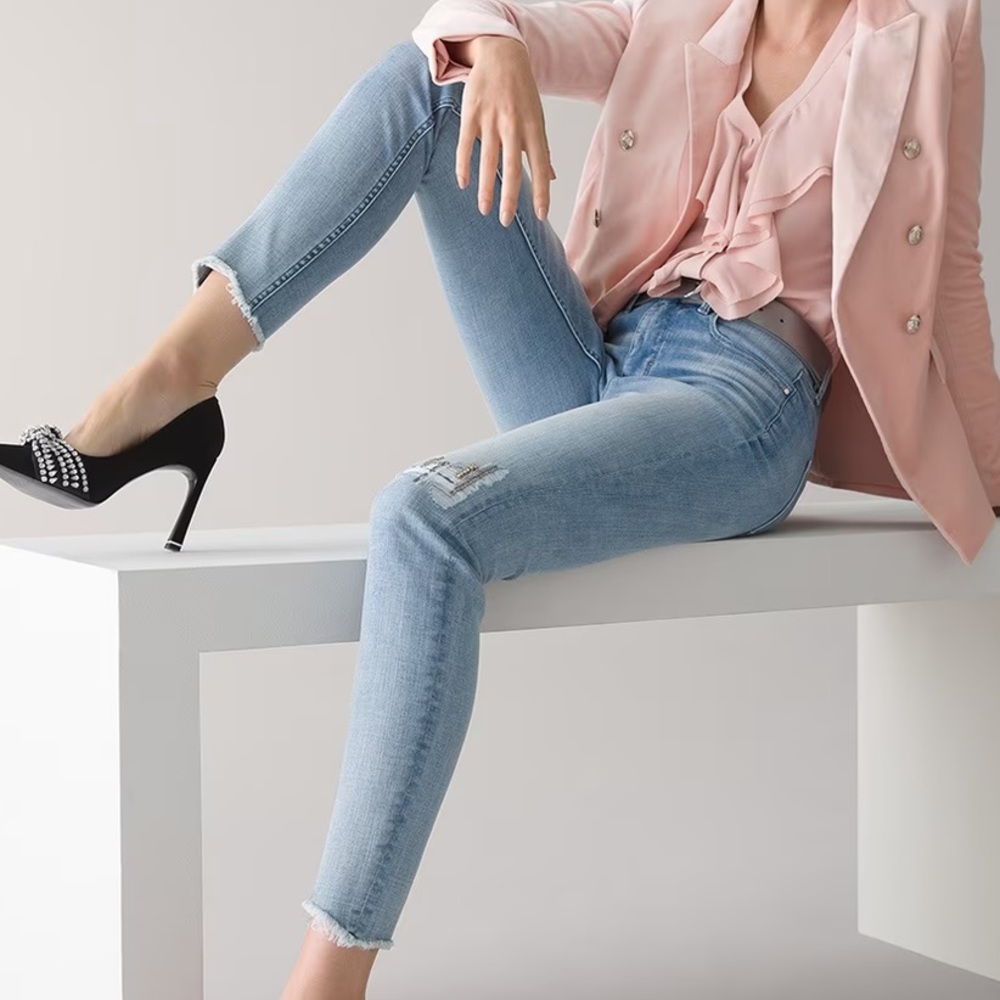 WHBM High-Rise Everyday Soft Denim\U2122 Novelty Destructed Skinny Jeans